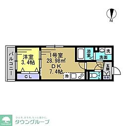 ルミナ南流山 1DKの間取図画像