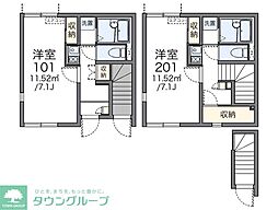 西武池袋線 ひばりヶ丘駅 徒歩21分の賃貸アパート 2階1Kの間取り