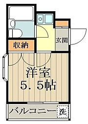 JR中央線 東小金井駅 徒歩7分の賃貸マンション 3階1Kの間取り