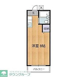 コーポハナブサ 2階ワンルームの間取り