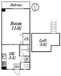 東京メトロ丸ノ内線 東高円寺駅 徒歩5分の賃貸マンション 2階1DKの間取り