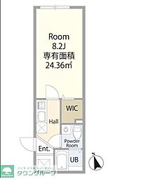 クレスト東村山 1階1Kの間取り