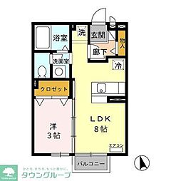 ラ・トゥーエル 2階1LDKの間取り