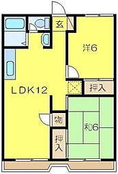 西武池袋線 所沢駅 徒歩10分の賃貸アパート 1階2LDKの間取り