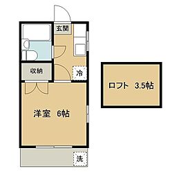 高橋ハイツ 1階1Kの間取り