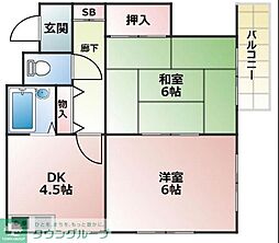 青愛ビル 2階2DKの間取り