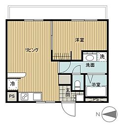 パティオ仲町 3階1LDKの間取り