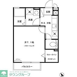 ゼクスト 1階1Kの間取り
