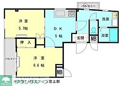 ハイツマキシム 3階2Kの間取り