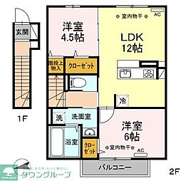 ヴァンヴェール碧 2階2LDKの間取り
