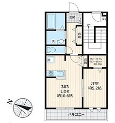 西武新宿線 田無駅 徒歩16分の賃貸アパート 3階1LDKの間取り
