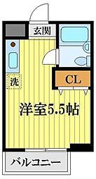 ウェルネス国分寺 1階ワンルームの間取り