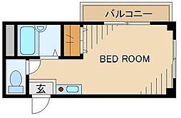 Ｋ．Ｍ．Ｋｏｋｕｂｕｎｊｉ 3階ワンルームの間取り