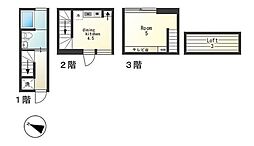 KOTONA 2階1DKの間取り