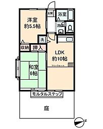 シティハイムコーポ幸 1階2LDKの間取り