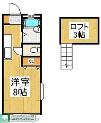 シュテルン清瀬 1階ワンルームの間取り