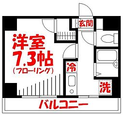 ビイルーム小金井 4階1Kの間取り