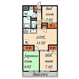 クレール武蔵野 4階3LDKの間取り
