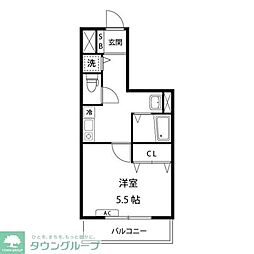 ルーヴェン吉祥寺 2階1Kの間取り