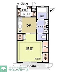 こもれび滝山 3階1DKの間取り