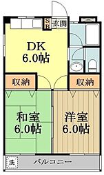 竹内コーポB 2DKの間取図画像