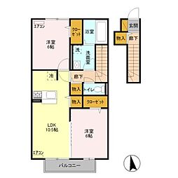 ビバーチェ美松 2LDKの間取図画像