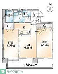 パークアヴェニューザスペクトラム 2DKの間取図画像