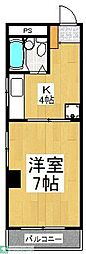 シンセリティ津田 1Kの間取図画像