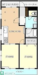 キャッスルトモミ 2LDKの間取図画像