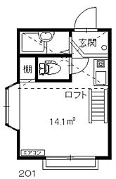 ベルコート東大和 1Kの間取図画像