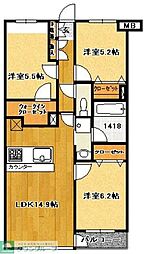 ラフィネS国分寺 3LDKの間取図画像