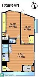 鹿島ビルガーデン花小金井 2LDKの間取図画像