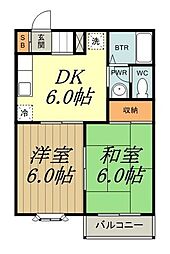 クレセントハウス・N 2DKの間取図画像