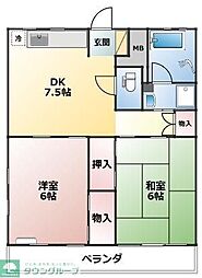 グレースマンション野崎 2DKの間取図画像