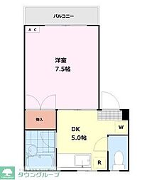 ヴァンベール三鷹 1DKの間取図画像