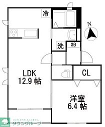 シャーメゾン花小金井A 1LDKの間取図画像