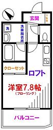 ヴェルデ武蔵野 ワンルームの間取図画像