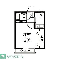カメリアB 1Kの間取図画像
