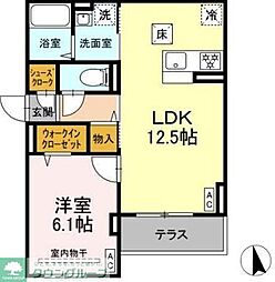 Ｄ Ｐａｉｎａ 上平間　I 1階1LDKの間取り
