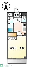 サンクレスト 2階1Kの間取り