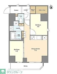 グランカーサ蒲田ウエスト 6階2LDKの間取り