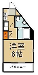 ドゥシェルＩＩ 1階1Kの間取り