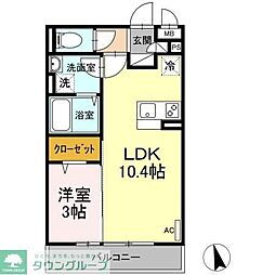 ディアフォルム幸町 2階1LDKの間取り
