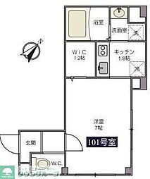 ビューノ・ルミエール・鶴見 1階1Kの間取り