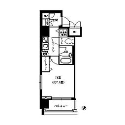 アストリア鶴見 4階1Kの間取り