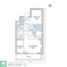スタイリオ池上ＳＯＵＴＨ 2階2LDKの間取り