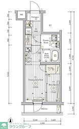 ミライズ下丸子アロー 404 4階1DKの間取り