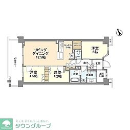 プラウド川崎矢向 3LDKの間取図画像