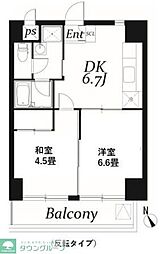 チェスターハウス鶴見 2DKの間取図画像