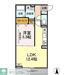 D Paina 矢向 1LDKの間取図画像